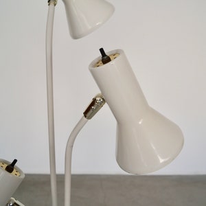 Mid-century Modern Triple Cone Light Floor Lamp in White & Brass image 4