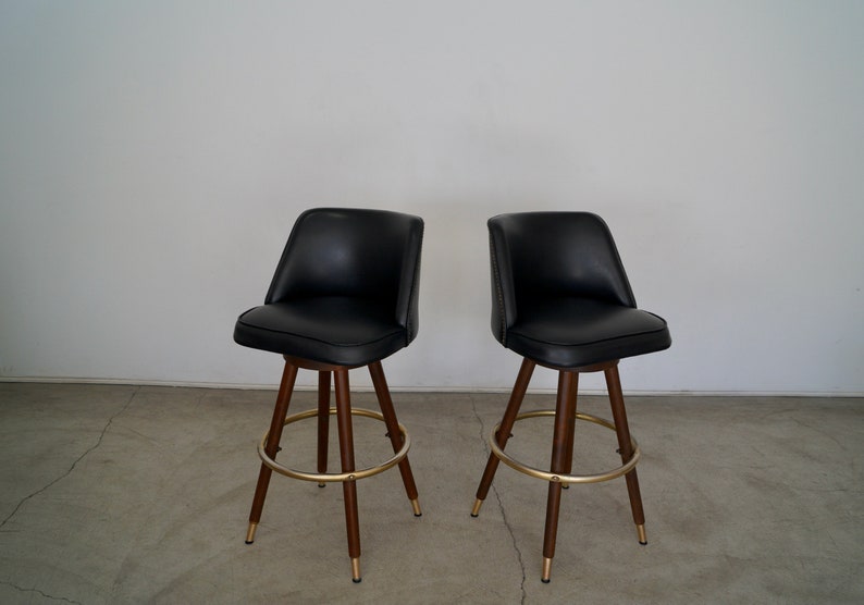 Pair of Mid-century Modern 1960's Bar Stools image 2