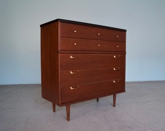 Beautiful Original 1950's Mid-century Modern Designer Highboy Dresser Professionally Refinished!