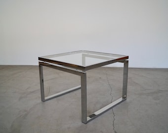 Gorgeous 1960's Mid-Century Modern End Table / Side Table in Chrome & Glass - Milo Baughman Design