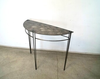 Vintage Postmodern Half Moon Hairpin Console Table