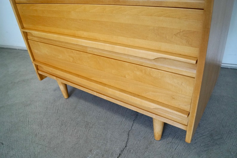 1950's Mid-Century Modern Solid Maple Crawford Furniture Highboy Dresser image 9