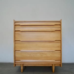 1950's Mid-Century Modern Solid Maple Crawford Furniture Highboy Dresser image 1