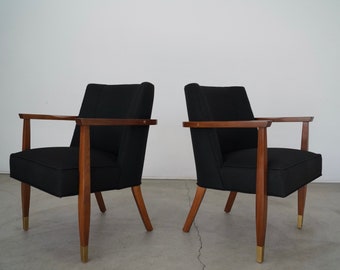 Pair of 1950's Mid-century Modern Arm Chairs - Refinished & Reupholstered!