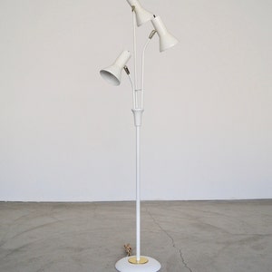 Mid-century Modern Triple Cone Light Floor Lamp in White & Brass image 1