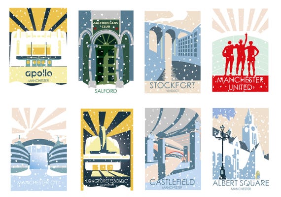 Manchester Christmas Cards  - Travel Print - the jones boys