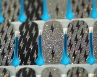 When Lightening Strikes Black and Silver Color Street Nail Polish Strips