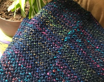 Navy City Lights Luxury Hand Knitted Blanket