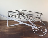 Vintage Metal Wheelbarrow Planter Silvery Rod Wrought Iron Wheelbarrow Stand Metal Garden Plant Stand Plant Holder Garden Decor Cart