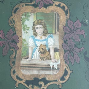Victorian Lithograph Little Girl and Dog - Etsy