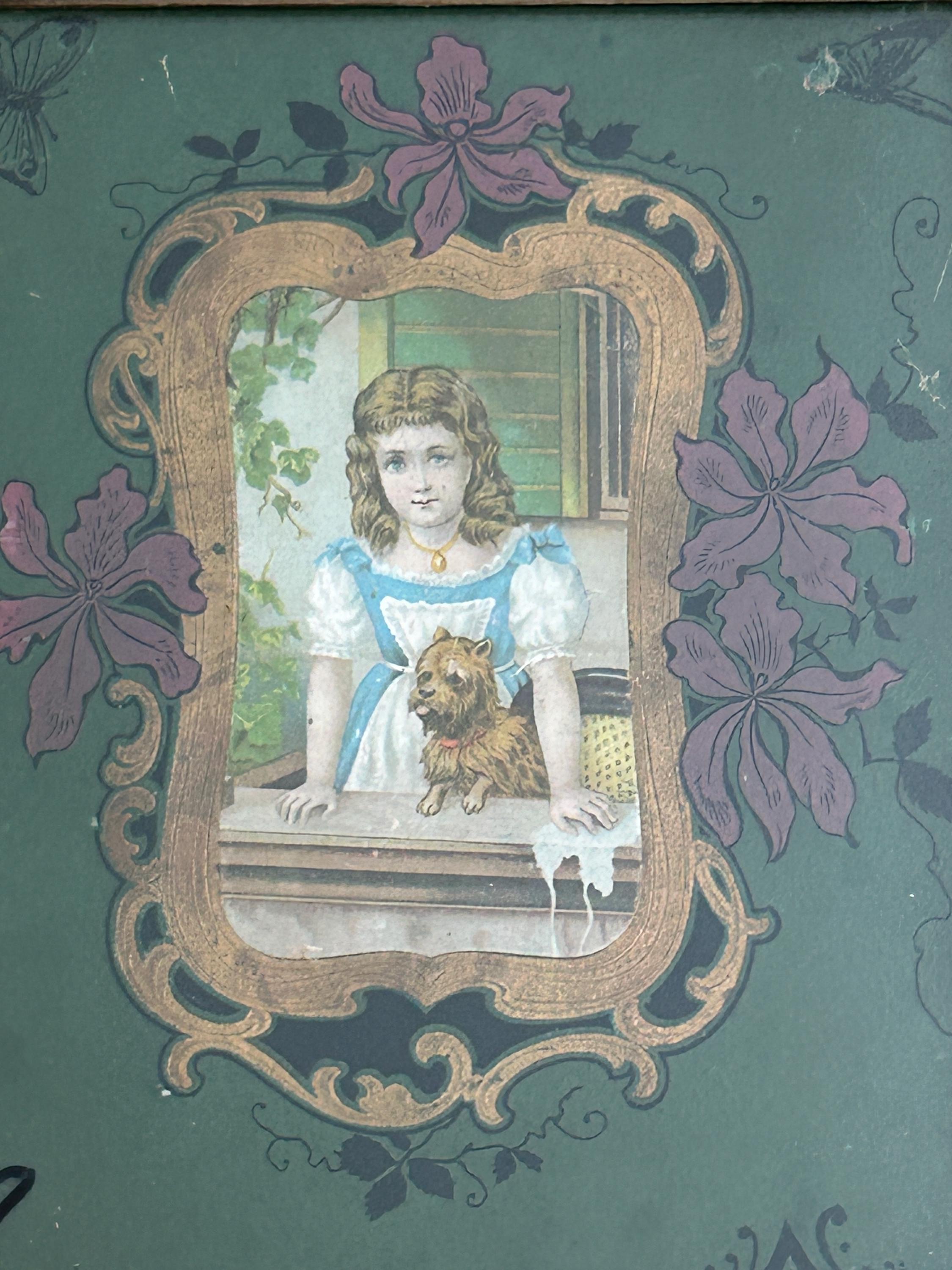 Victorian Lithograph Little Girl and Dog - Etsy