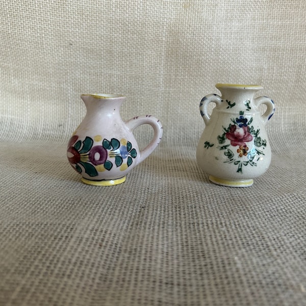 Vintage Miniature Ceramic Vases--Post War Japan Miniature Vase--Mini Ceramic Jug--Mini Ceramic Urn--Collectible Miniature Vase