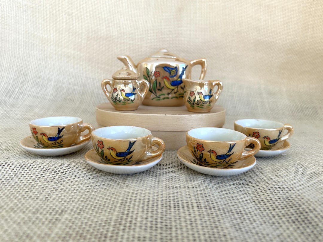 Luster Tea Set Vintage Lusterware Child's Tea Set--13 Piece Peach Lusterware China ...