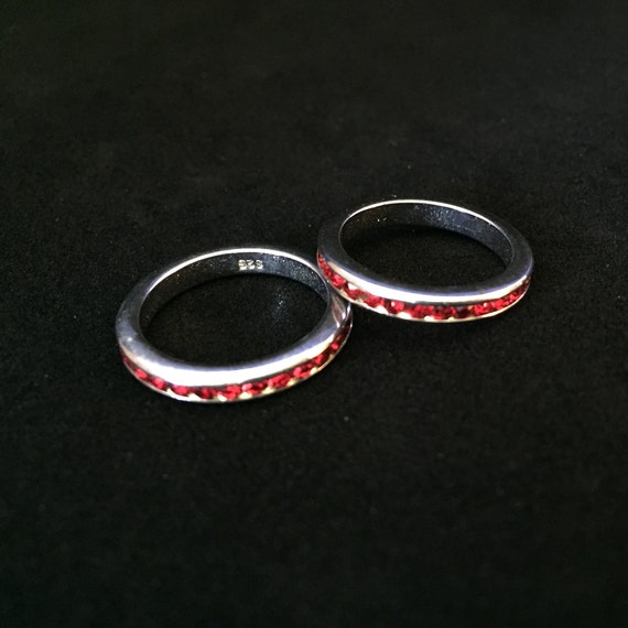 Stackable Silver Rings--Bezel Set Red Stone Silve… - image 6