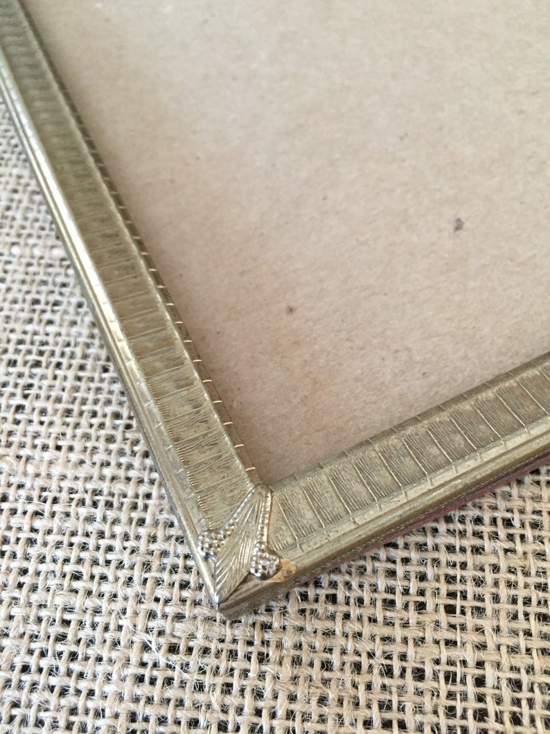 Vintage Double 8 X 10 Picture Frame Two Hinged Soft Gold Metal Frames Tabletop Art Deco Style