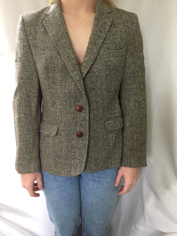 Vintage Women's Harris Tweed Blazer--Gray Wool Bla