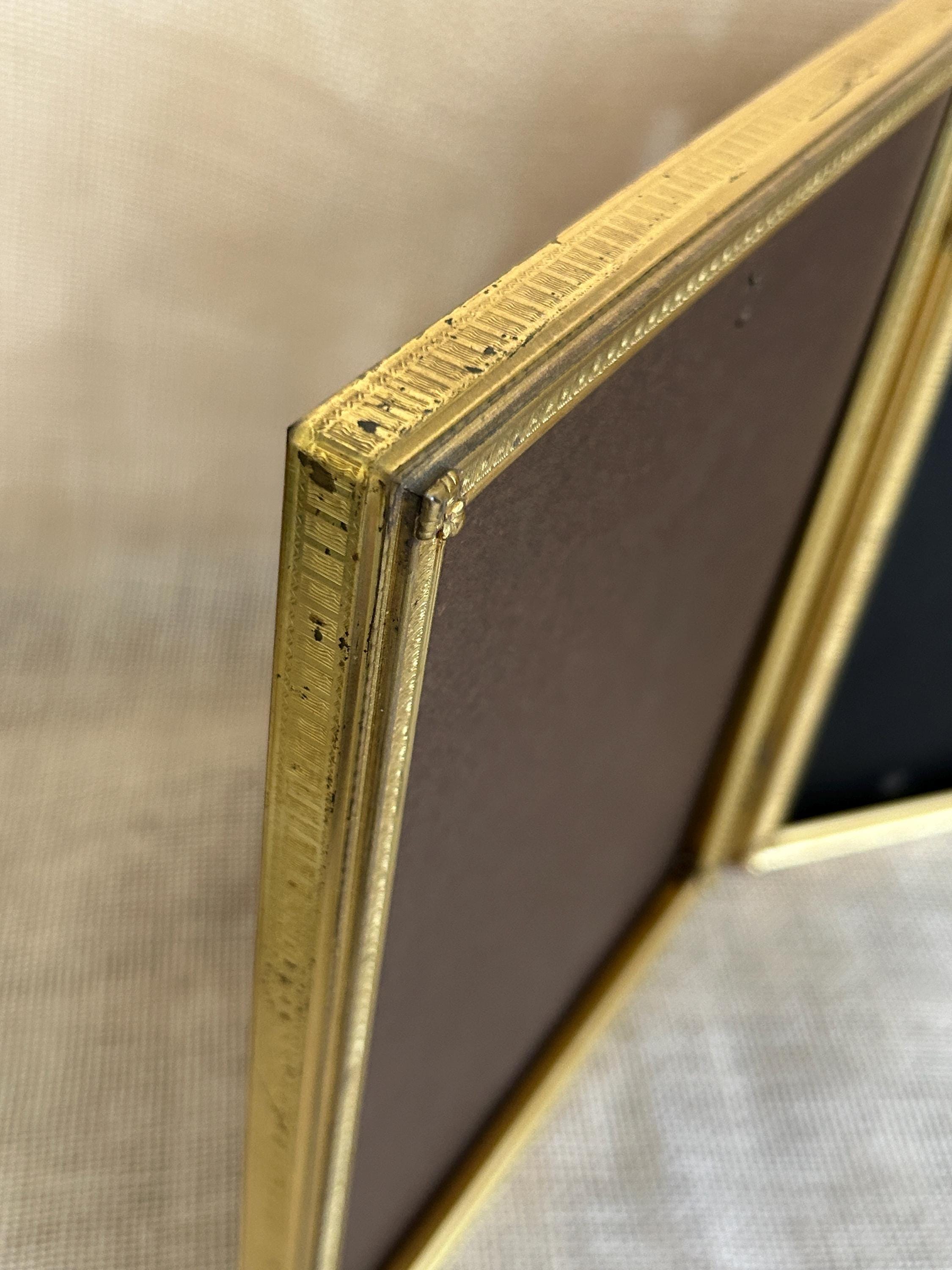 Vintage 8x10 Art Deco Gold Metal Double Picture Frame - Etsy
