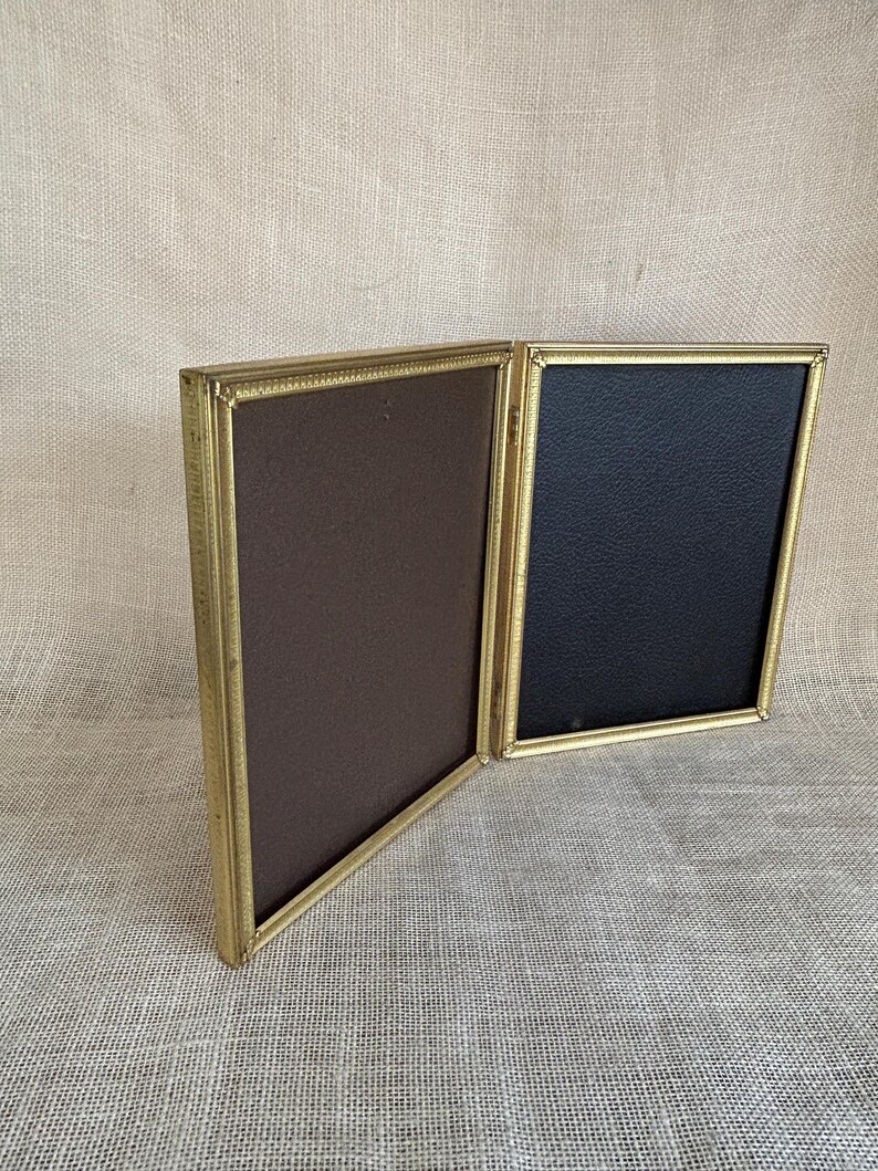 Vintage 8x10 Art Deco Gold Metal Double Picture Frame - Etsy