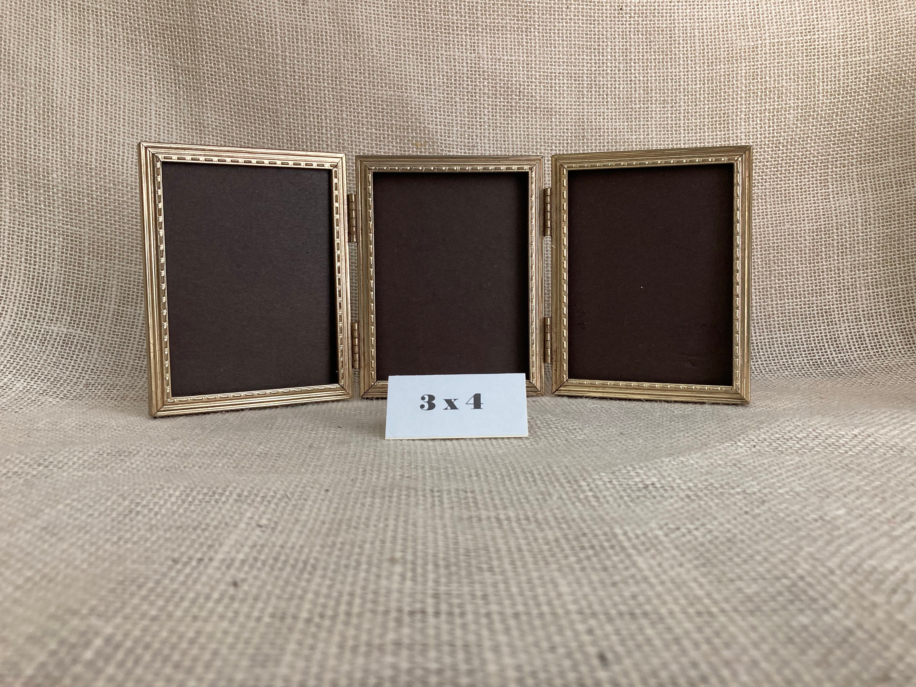 Vintage 3'' x 4'' Triple Picture FrameWallet Etsy