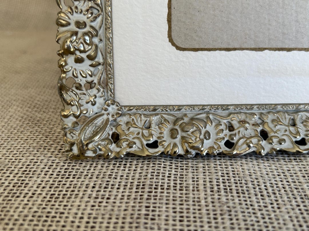 Vintage 8 X 10 Ornate Whitewashed Gold Metal Picture Frame--8x10 Fancy ...