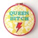 Queen Bitch, David Bowie, embroidery, cross stitch, hoop art, wall art