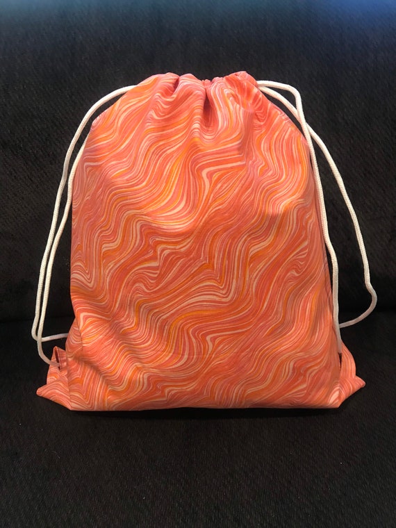 Orange Wave Handmade Drawstring Backpack - Etsy display picture 2
