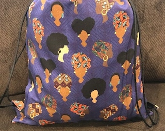 African Beauties Handmade Drawstring Backpack