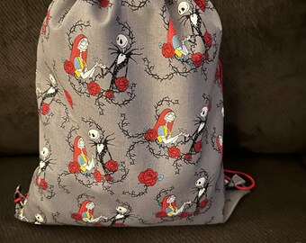 Jack and Sally Roses Drawstring Backpack