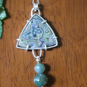 Graffite Sterling Pendant, Double Sided Graffite Pendant, Green Multicolor Graffite Sterling Pendant