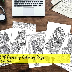 Set of 10 Printable Adult Coloring Book Pages, Coloring Book, Coloring ...