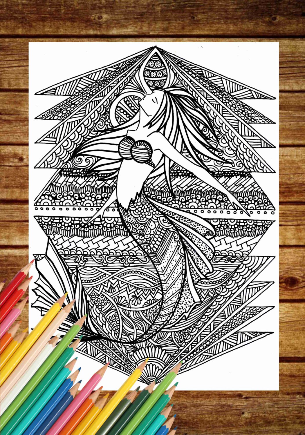 Fantasy Coloring Page Mermaid Coloring Book Pages Printable - Etsy
