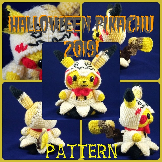 Pokemon Go Inspired Crochet Doll Pattern Pikachu Plush Doll Diy Geek Crochet Halloween Plushie Mimikyu Costume Halloween Costume