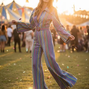 Outstanding and Very Cool 70s Style Stripey Multi Coloured Folk