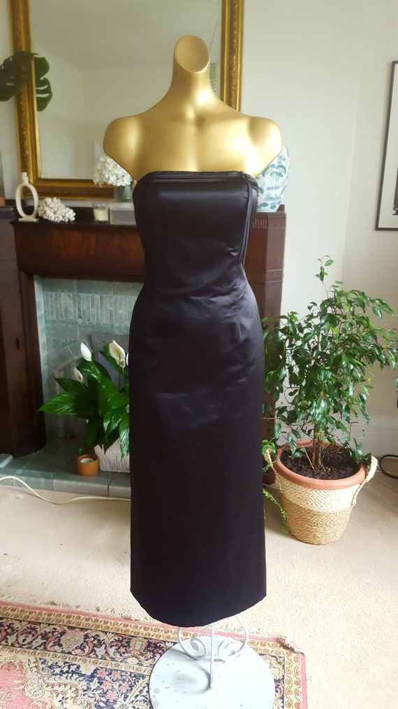 Stunning floor length sheath satin strapless eveni