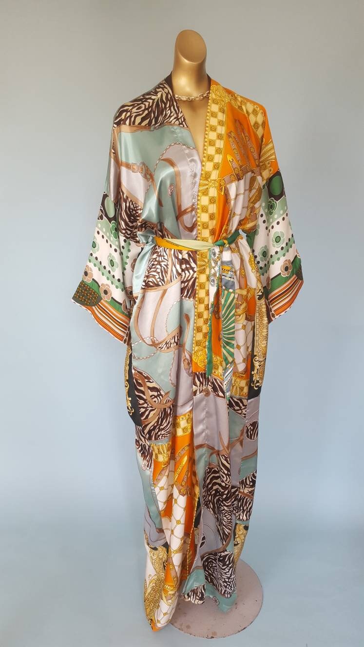 Image of Stunning Kimono Style Lounge & Fashion Robe Made From Vintage Scarves