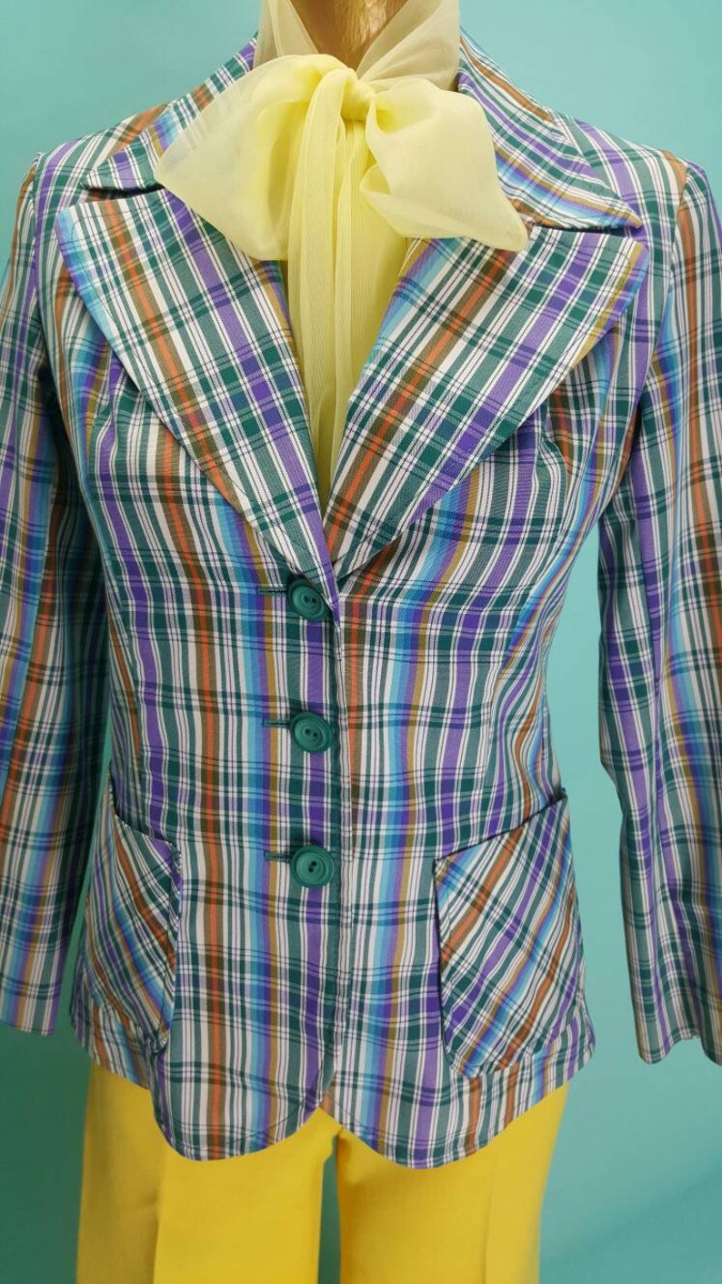 Stunning 70s vintage wide collar plaid St Michael cotton Etsy