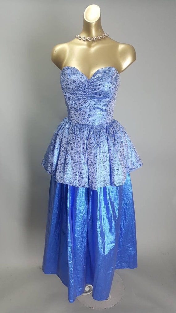 Beautiful cobalt blue lame brocade tinsel lame bal