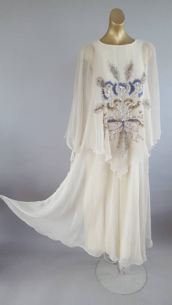 Stunning 70s collectible tiered and caped sequin b