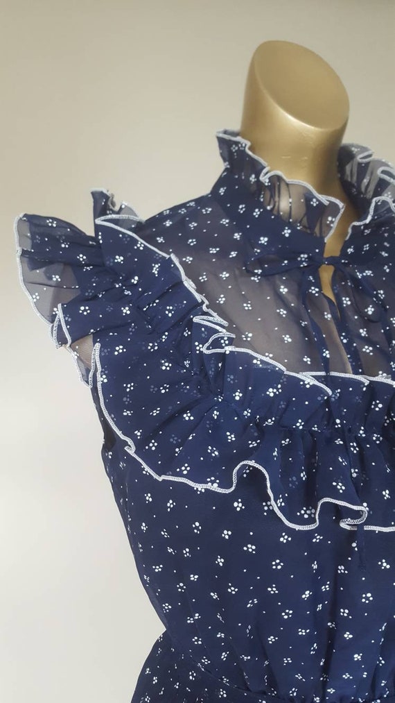 Gorgeous navy white floral prairie ruffle dress