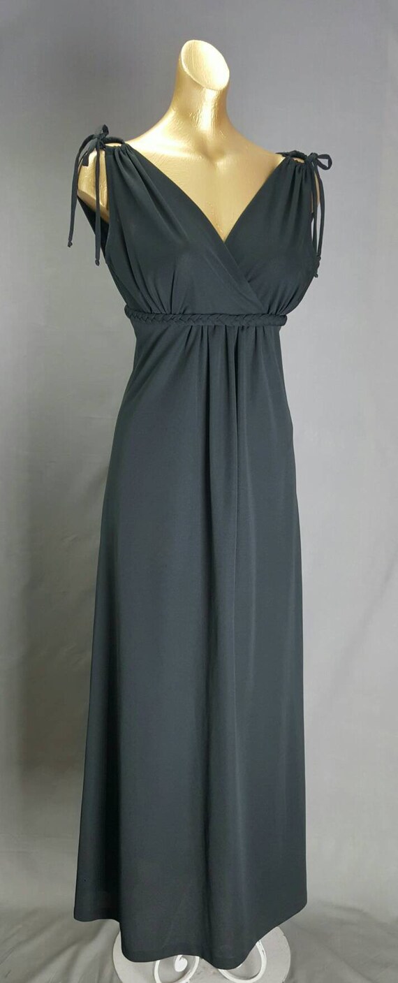 Stunning 70s Black Grecian Draped Maxi Dress Etsy