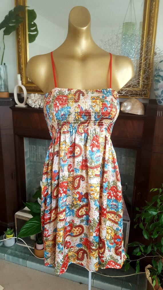 Stunning 1980s satin floral Amalfi Coast style pri