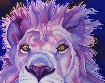 Lion Art "Louie the White Lion" - Firmado Giclee Reproducción Impresión Acuarela Pintura Wildlife Artwork Decoración de pared Regalo Sinclair Stratton
