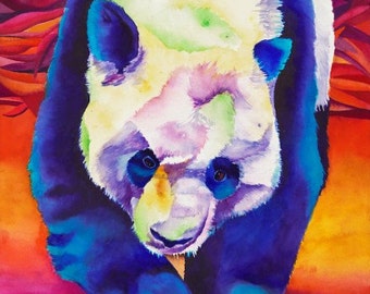 Panda Bear Art "Panda Stroll" - Firmado Giclee Reproducción Impresión Acuarela Pintura Arte Decoración de pared Regalo Sinclair Stratton