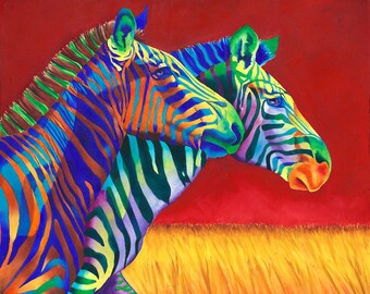 Zebra Art "Carrusel" - Firmado Giclee Reproducción Impresión Acuarela Pintura Vida Silvestre Obra de Arte Decoración de pared Regalo Sinclair Stratton