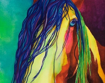 Arte del caballo "Gideon the Stallion" - Firmado Giclee Reproducción Impresión Acuarela Pintura Arte Decoración de pared Regalo Sinclair Stratton