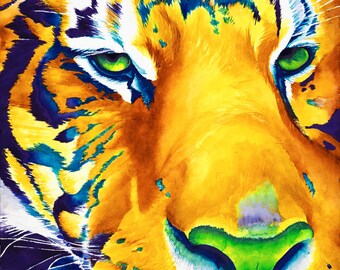 Tiger Art "Zuri's Awareness" - Firmado Giclee Reproducción Impresión Acuarela Pintura Vida Silvestre Obras de arte Decoración de pared Regalo Sinclair Stratton
