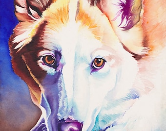 Dog Coyote Art "Wylie" - Signed Giclee Reproduction Print Watercolor Painting Artwork Wall Decor Gift Sinclair Stratton