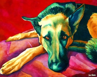 Pastor Alemán Perro Arte "Maximus" - Firmado Giclee Reproducción Impresión Acuarela Pintura Obra de arte Decoración de pared Regalo Sinclair Stratton