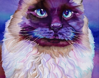 Cat Art "Oliver" - Firmado Giclee Reproducción Impresión Acuarela Pintura Arte Decoración de pared Regalo Sinclair Stratton
