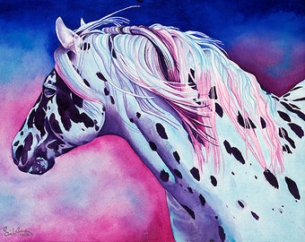 Arte del caballo "Pokey Blue" - Firmado Giclee Reproducción Impresión Acuarela Pintura Arte Decoración de la pared Regalo Sinclair Stratton